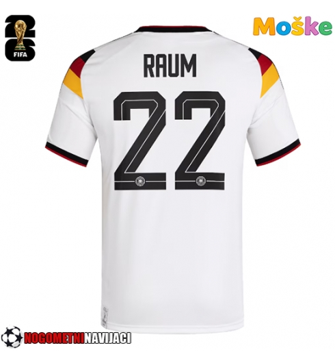 Moške Nogometnih dresov Nemčija David Raum #22 Domači SP 2026 Kratki rokavi Moške Nogometnih dresov Nemčija David Raum #22 Domači SP 2026 Kratki rokavi